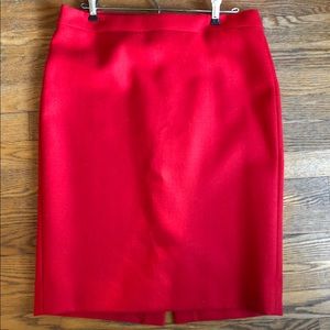 J. Crew 100% Wool Red Pencil Skirt